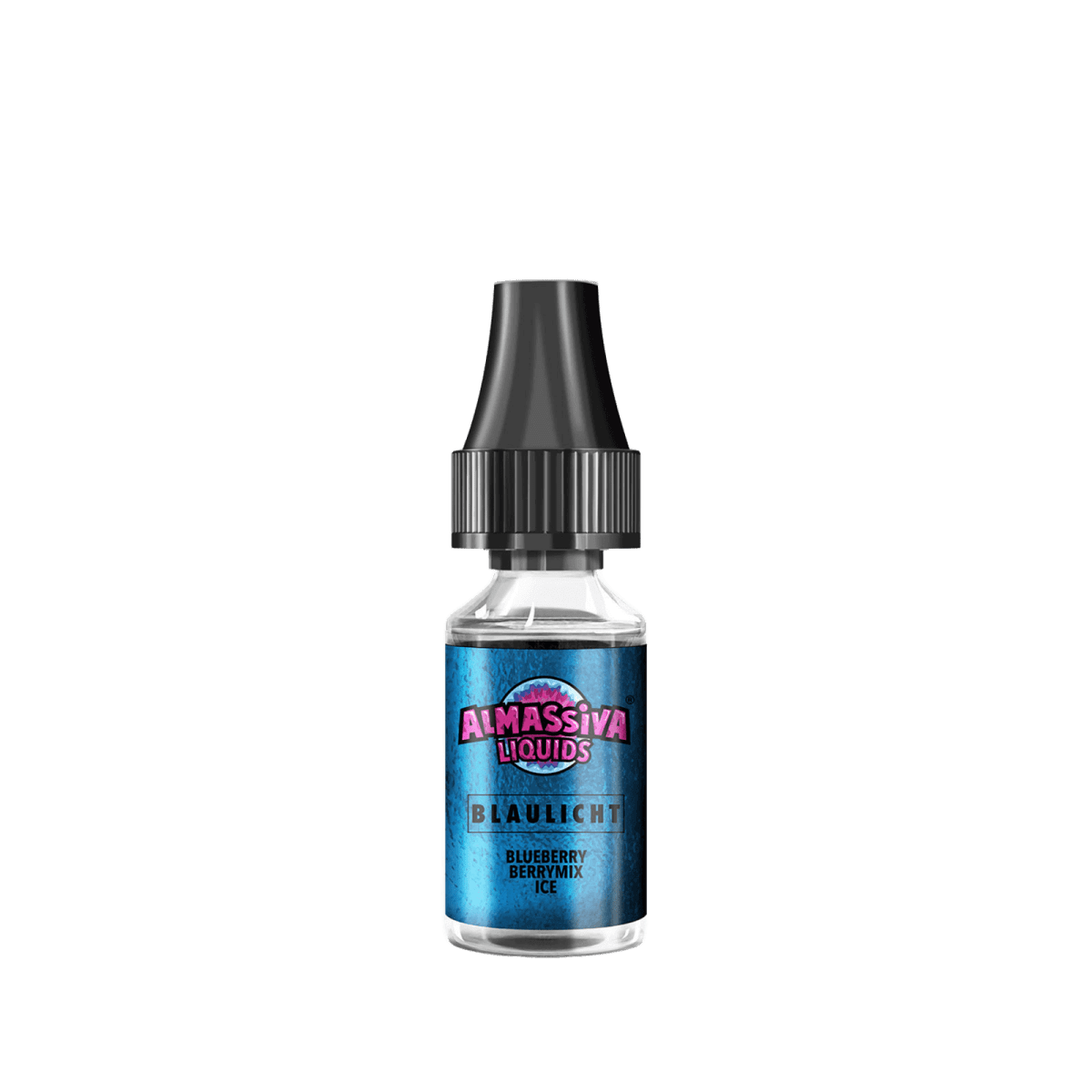 Flasche Almassiva Liquid Blaulicht mit Beeren- und Mentholgeschmack, perfekt für ein erfrischendes Vape-Erlebnis.
