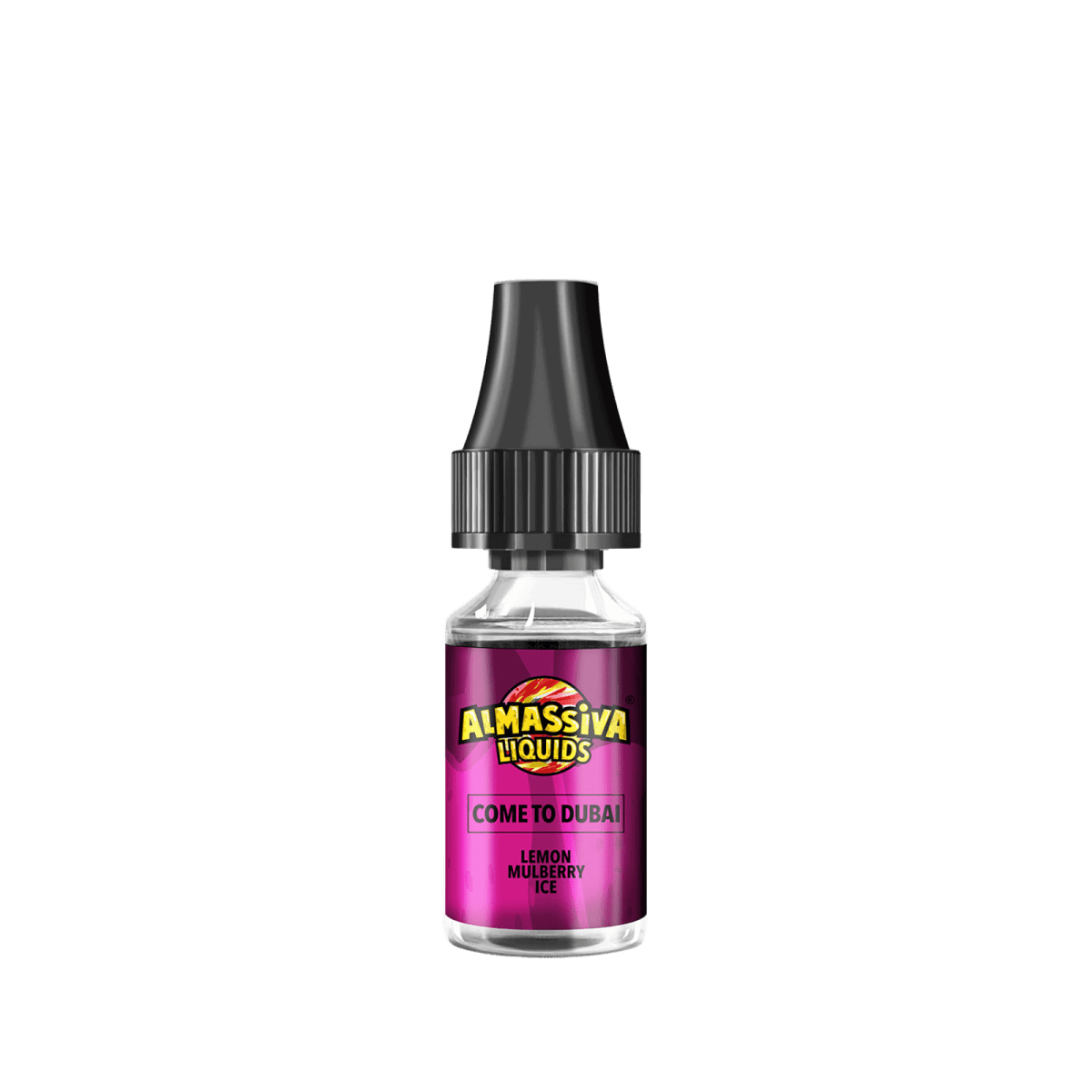 Almassiva Liquid Come to Dubai Flasche mit Zitronen-, Maulbeer- und Mentholgeschmack; erlebe die kühle Frische des Orients.