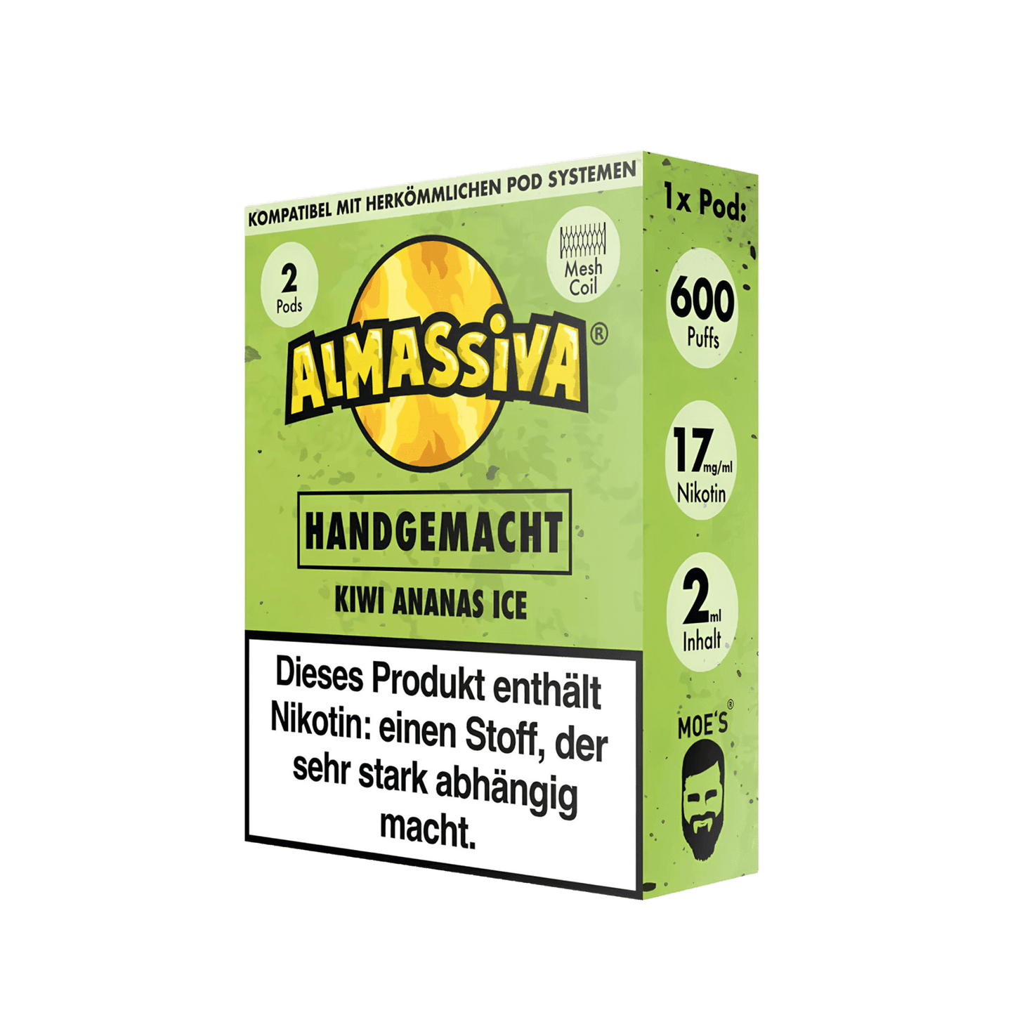 Almassiva Pod 2er Set - Kiwi Ananas Menthol Geschmack, tropisch und frisch, enthält Nikotin, kompatibel mit Pod-Systemen