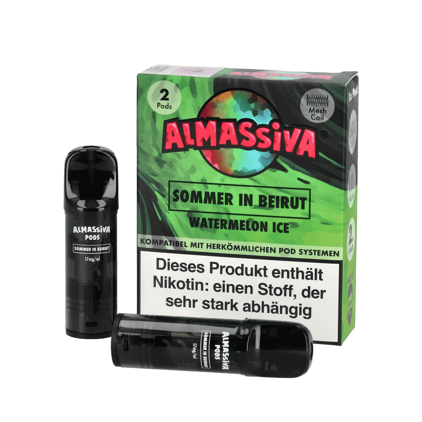 Almassiva Pod 2er Set, Sommer in Beirut, Wassermelone Menthol, erfrischendes Sommererlebnis für deinen Alltag, süß und leicht.