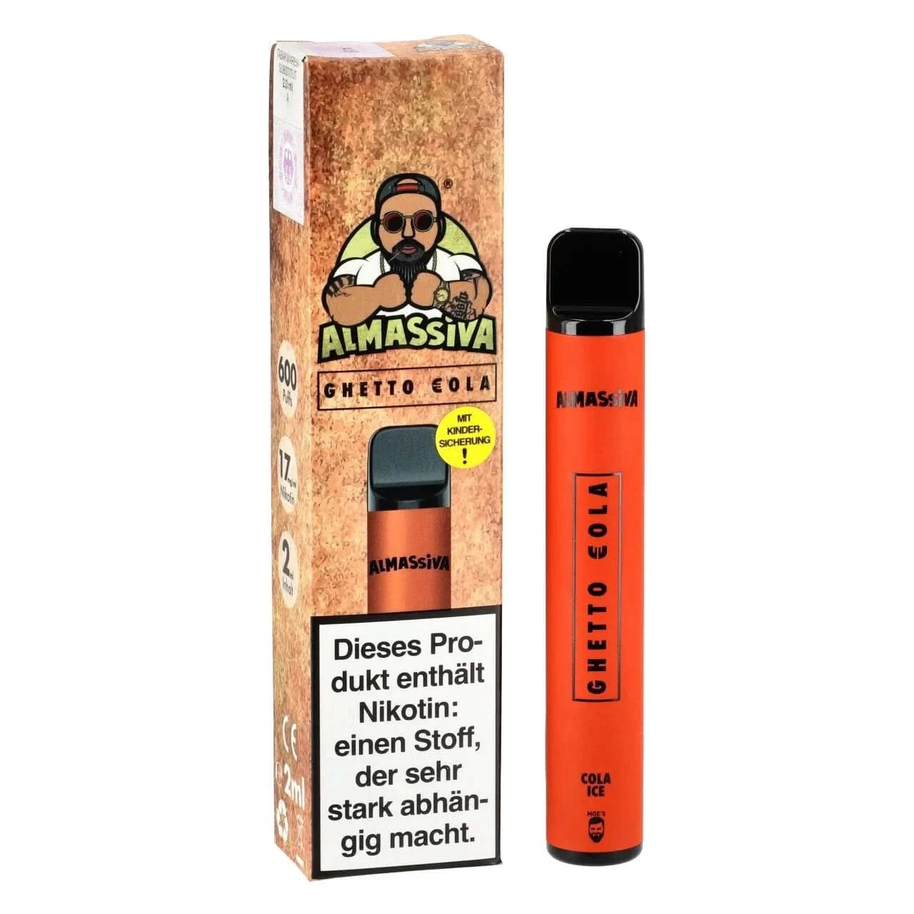 Almassiva Ghetto Cola E-Zigarette mit Cola-Menthol Geschmack, perfekt für ein cooles, erfrischendes Dampferlebnis.