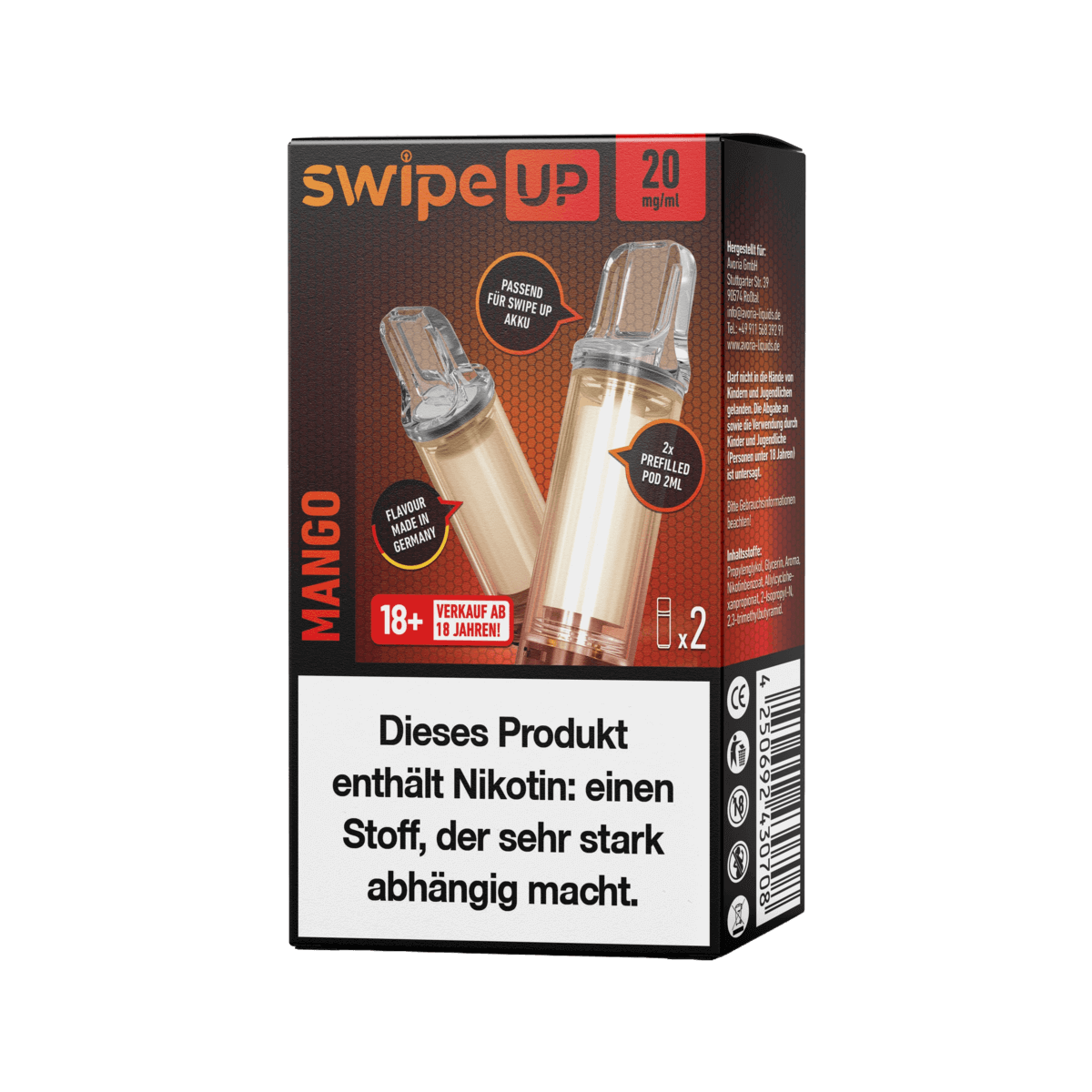 Swipe Up Pod Set Mango – Entdecke fruchtigen Sommergenuss, 2er Box, perfekt für deinen tropischen Vape-Moment. Probier's aus!