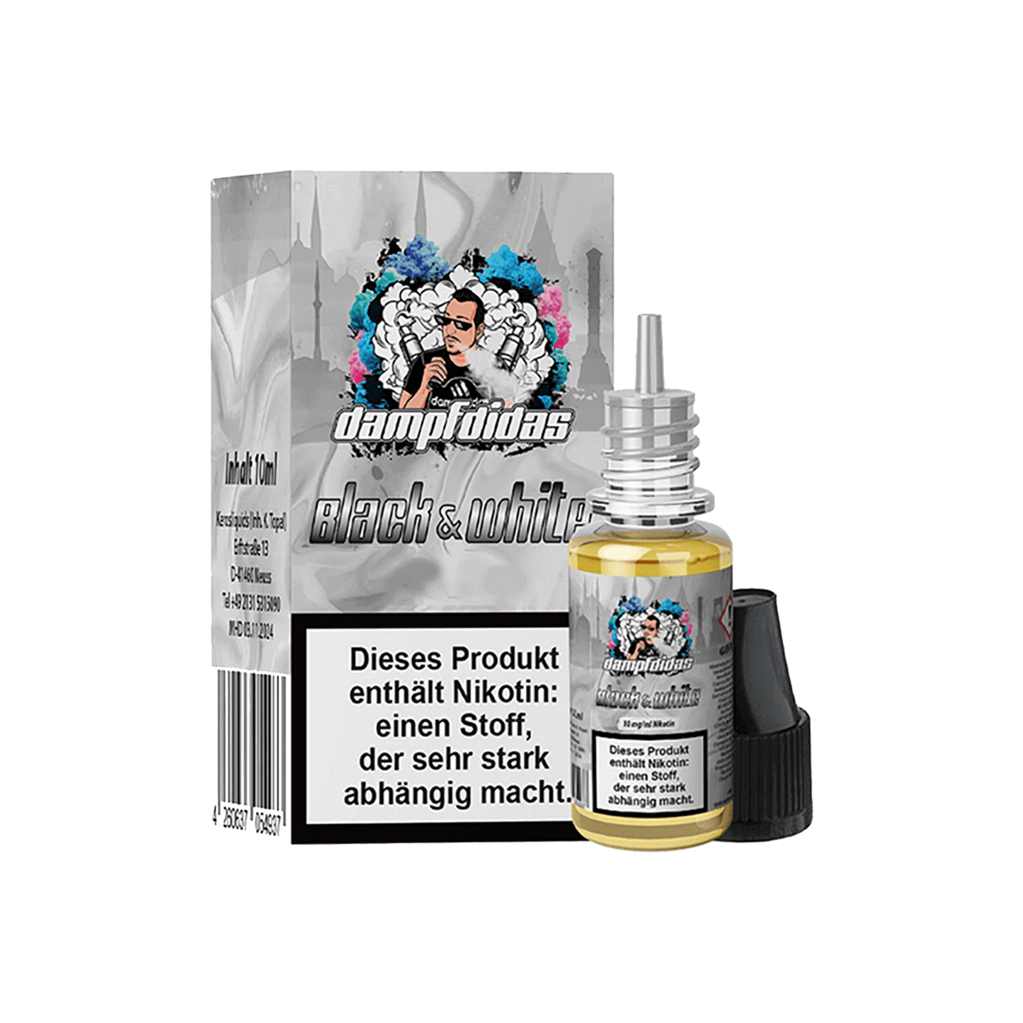 Dampfdidas Black & White E-Liquid mit Cookie und weiße Schokolade Geschmack.