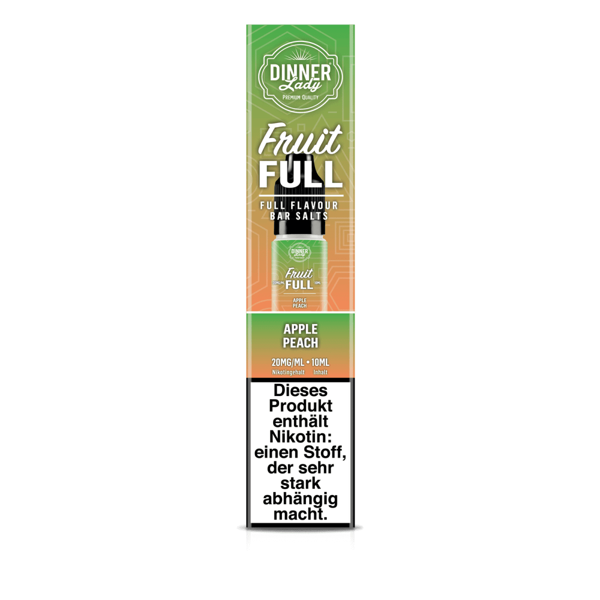 Alt Tag: Dinner Lady Bar Salts Fruit Full - Apple Peach, ein fruchtiges Erlebnis mit Apfel und Pfirsich Geschmack in 20mg/ml.