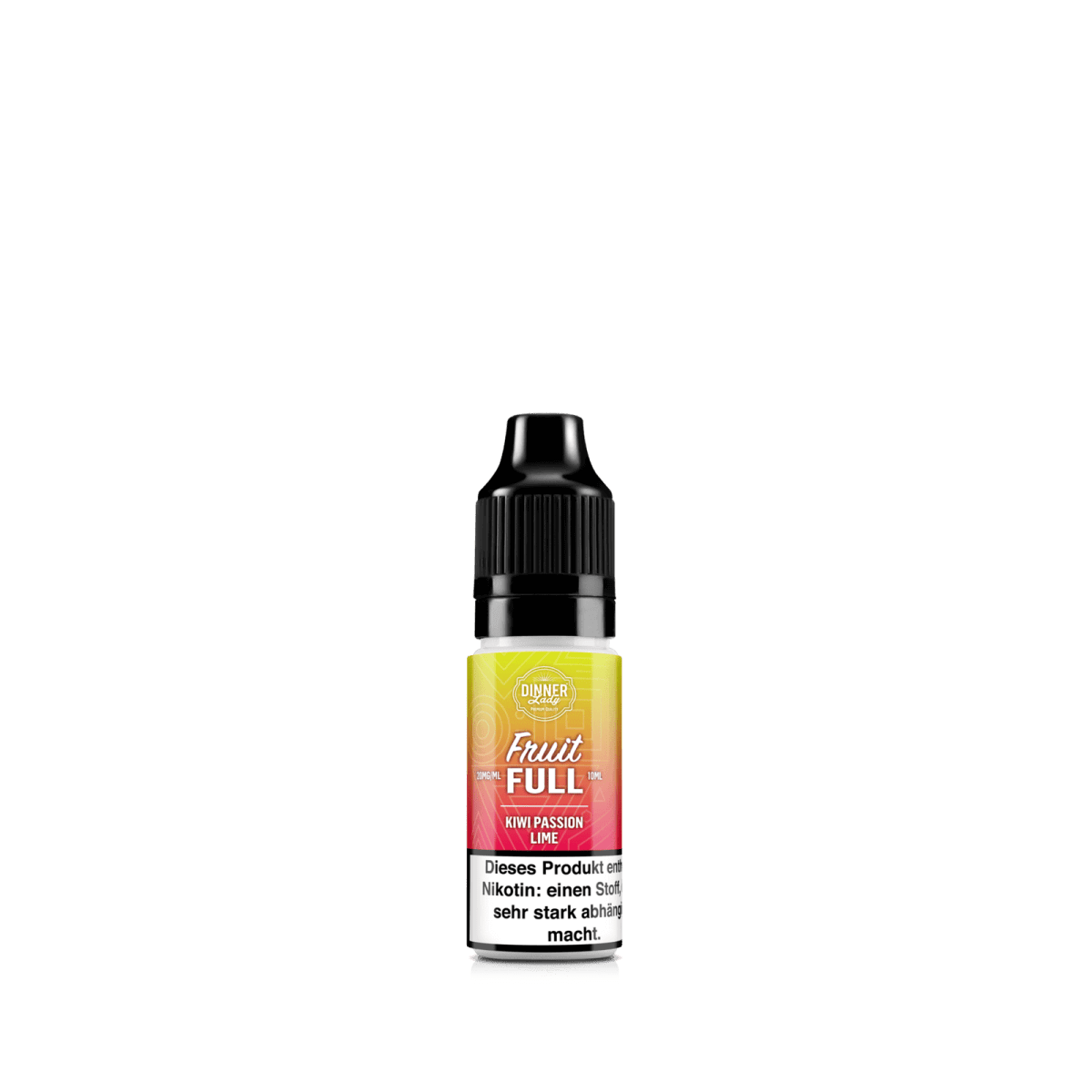 Flasche Dinner Lady Bar Salts Fruit Full - Kiwi Passion Lime Aroma mit tropischem Geschmackserlebnis, 10 ml, grün-gelb Label.
