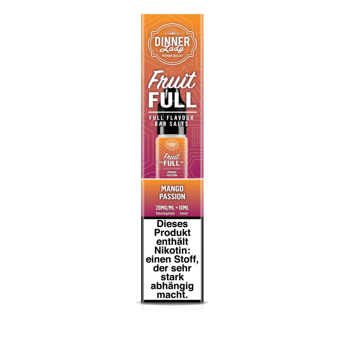 Alt Tag: Entdecke den fruchtigen Geschmack von Mango Maracuja mit Dinner Lady Bar Salts Fruit Full - Mango Passion.