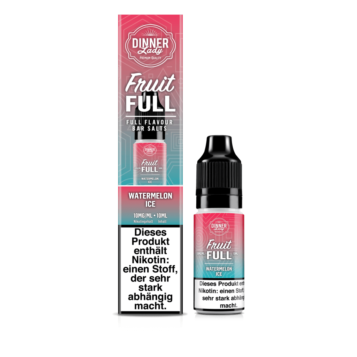 Dinner Lady Bar Salts Fruit Full - Watermelon Ice e-liquid, verführt mit süßem Wassermelone-Geschmack und erfrischendem Menthol.