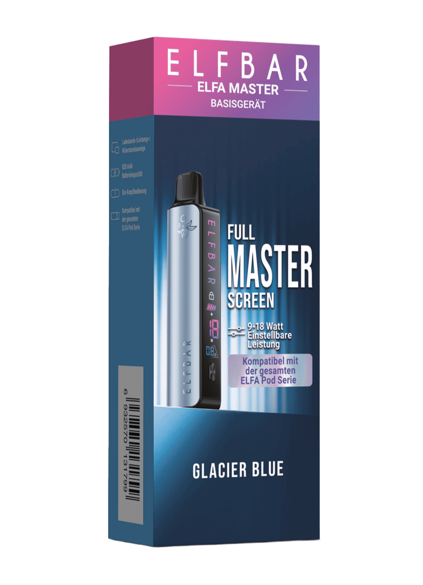 Entdecke das Elfa Master Basisgerät in Glacier Blue. Der Blaue Metallic-Look bringt Stil in deinen Alltag.