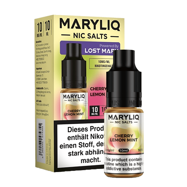 Alt Tag: Genieße Maryliq Cherry Lemon Mint - süße Kirsche, spritzige Zitrone und erfrischende Minze für ein einzigartiges Geschmackserlebnis.