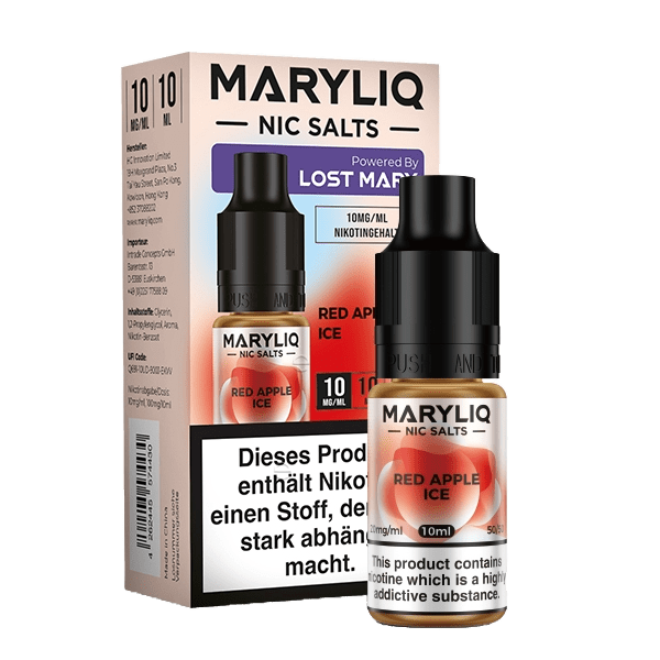 Verwöhne dich mit Maryliq Red Apple Ice - Roter Apfel Menthol für eine fruchtige Süße und erfrischende Mentholfrische.