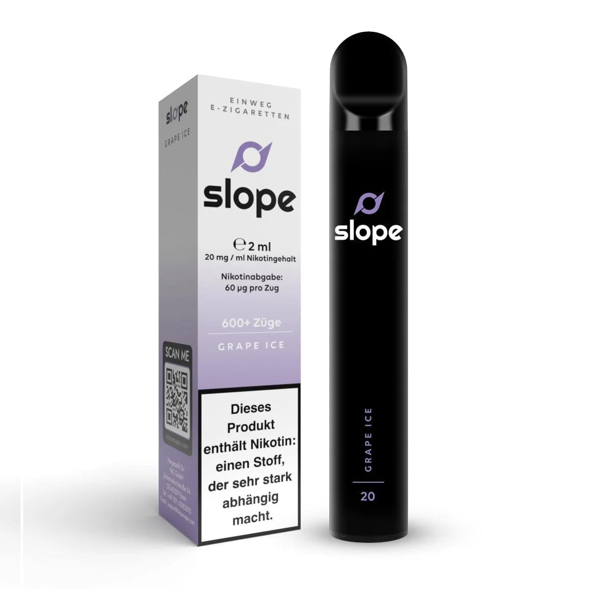 Entdecke Nic Slope Grape Ice Einweg E-Zigarette, süßes Traubenaroma mit erfrischendem Menthol, perfekt für Genießer.