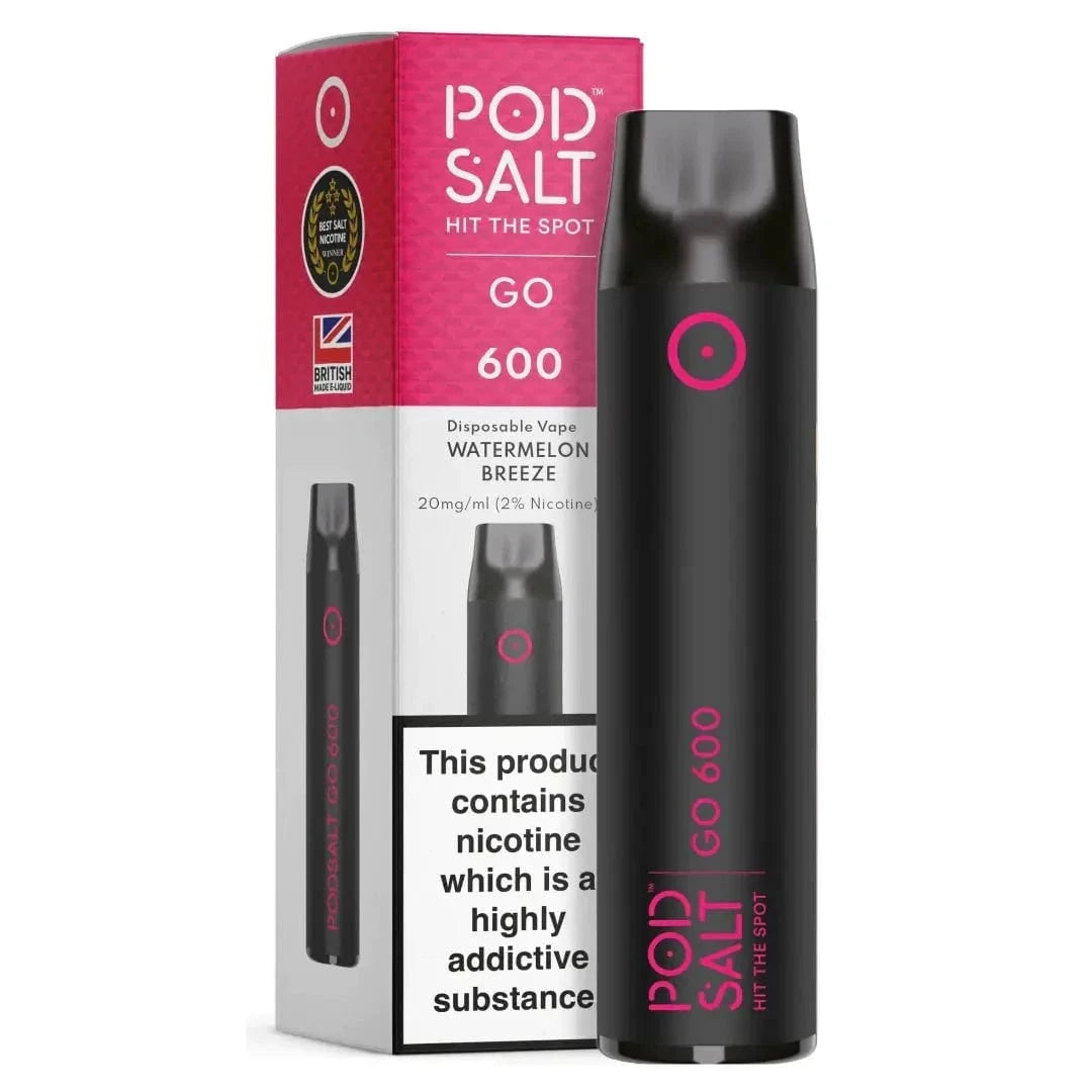 Pod Salt Go 600 - Watermelon Breeze Einweg-Vape, Genieße die sanfte Süße der Wassermelone. Perfekt für milde und fruchtige Dampferlebnisse.