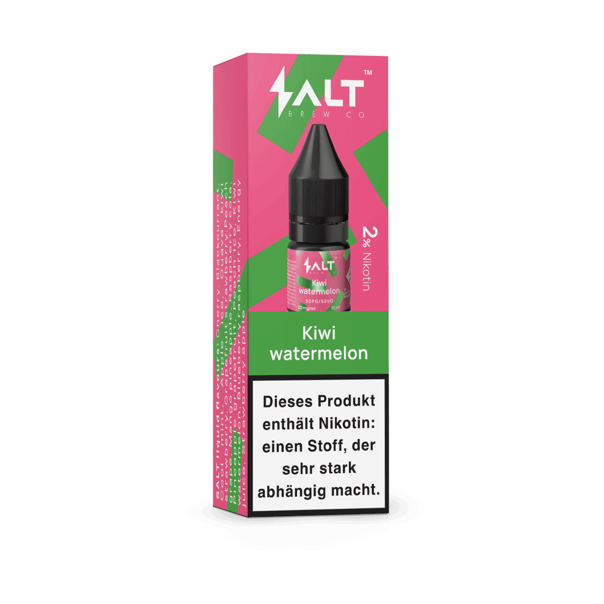 Probiere das Pro Vape Salt Liquid - frischer Kiwi-Wassermelonen-Mix für dein sommerliches Dampferlebnis mit Nikotin.