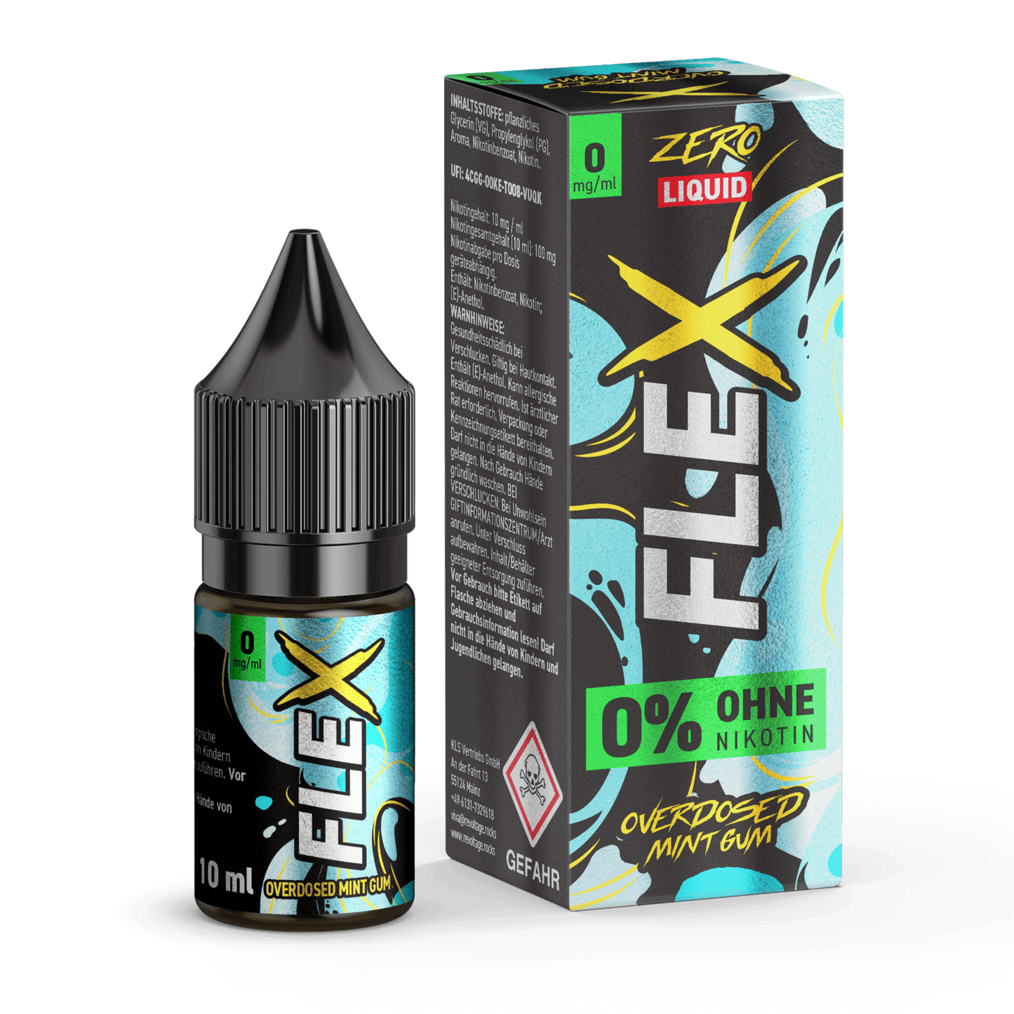 Flex Overdosed Liquid in Minz-Kaugummi-Geschmack, 0% Nikotin – Erfrische deinen Atem ohne Kauen, perfekt für unterwegs.