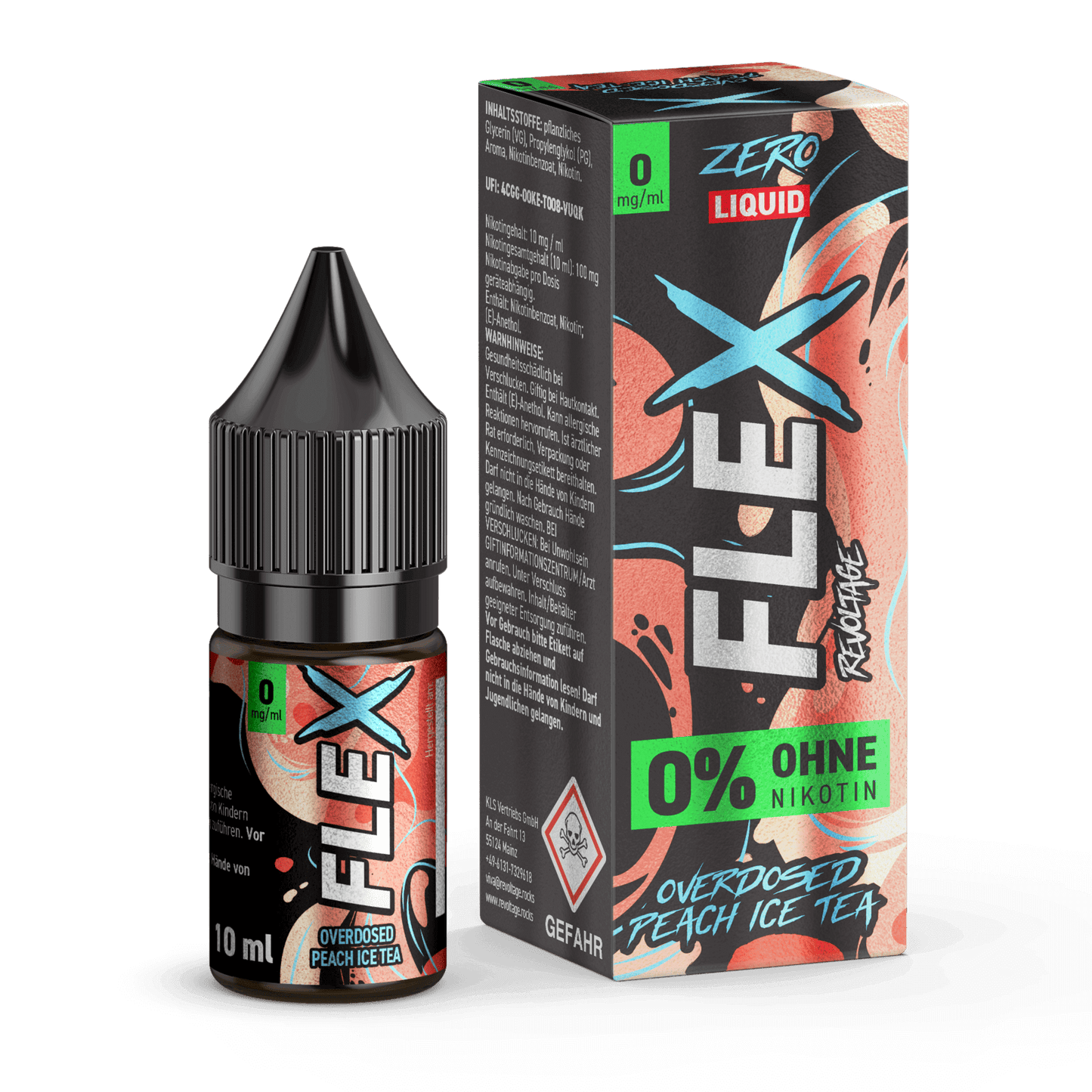 Flex Overdosed Liquid - Pfirsich Eistee, 0% Nikotin. Erlebe den Sommer mit fruchtigem Pfirsich und erfrischendem Tee für deine Dampfe.