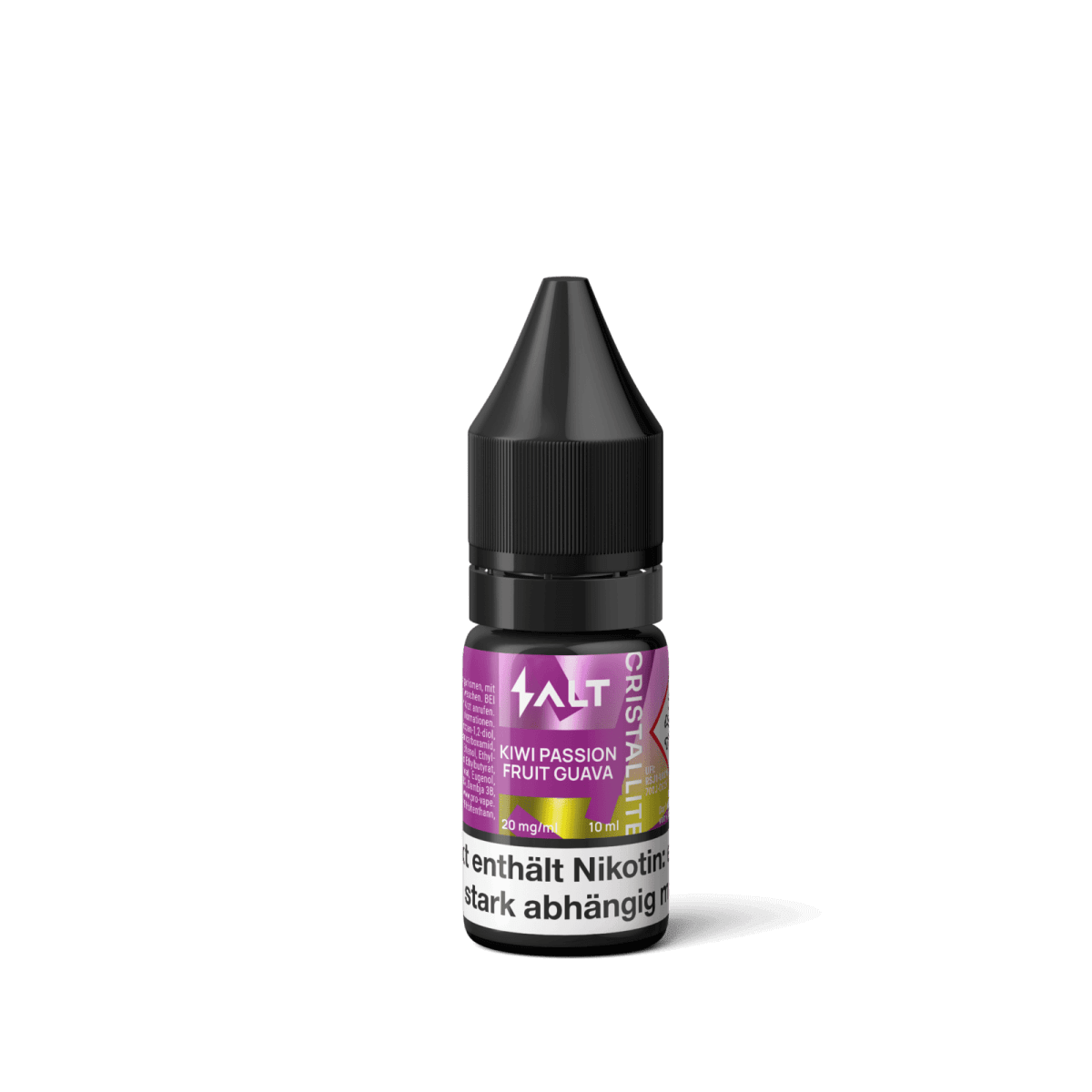 Salt Cristallite Liquid - Kiwi Passion Fruit Guava, 20mg Nikotinsalz, Erlebe tropisches Aroma für deine E-Zigarette, exotischer Genuss.