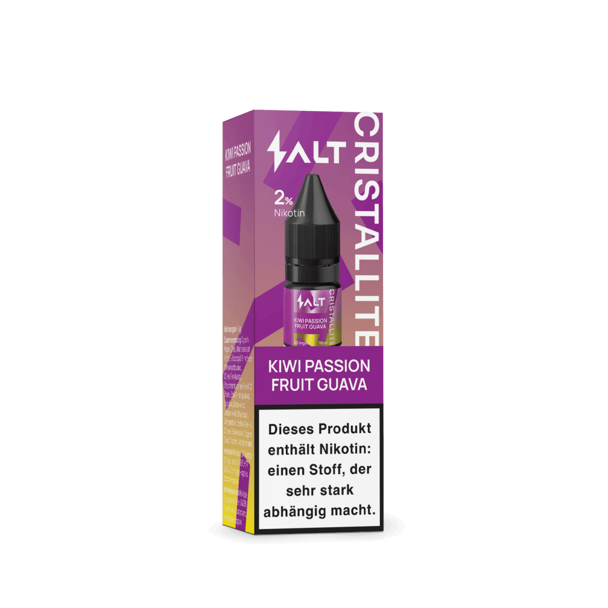 Entdecke das Kiwi Passion Fruit Guava Liquid von Cristallite für dein E-Zigarette-Erlebnis, voller tropisch-fruchtiger Aromen. Enthält Nikotin.