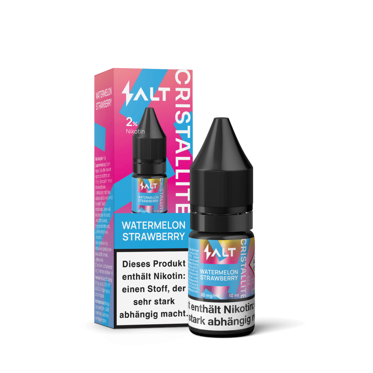 Alt Tag: Erfrischendes Watermelon Strawberry Liquid für E-Zigaretten von Salt Cristallite. Genieße den Sommergeschmack pur.