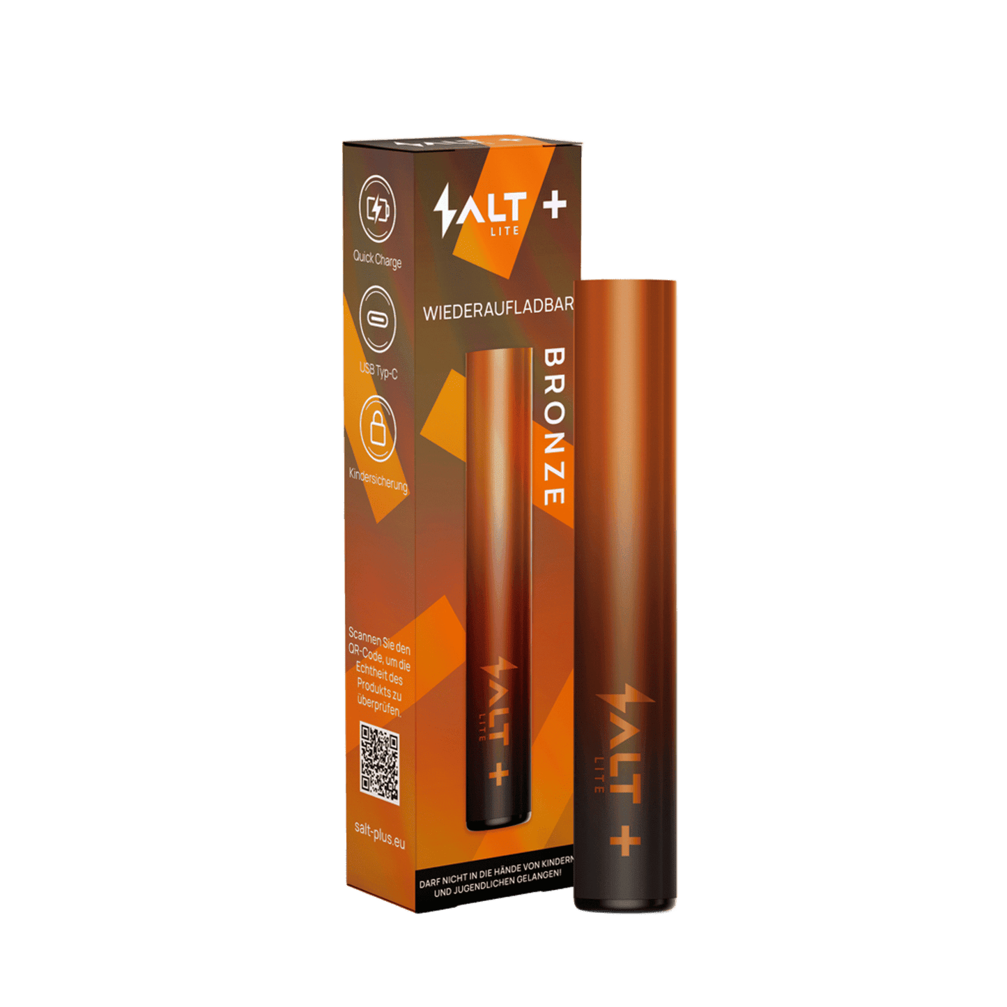 alt_tag: Entdecke das Salt+ Lite Basisgerät in Bronze - dein stylisches Vaping-Highlight mit antikem Flair und moderner Technik.