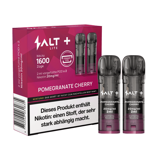 Alt Tag: Salt+ Lite Pod Pomegranate Cherry 2er Set, entspannter Genuss im Taschenformat, 1600 Züge herrlich fruchtiger Geschmack