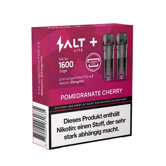 Alt Tag: Salt+ Lite Pod Pomegranate Cherry 2er Set, entspannter Genuss im Taschenformat, 1600 Züge herrlich fruchtiger Geschmack