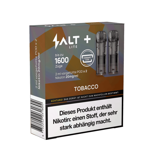 Salt+ Lite Pod 2er Set in Tabakgeschmack, verspricht bis zu 1600 Züge pro Pod.