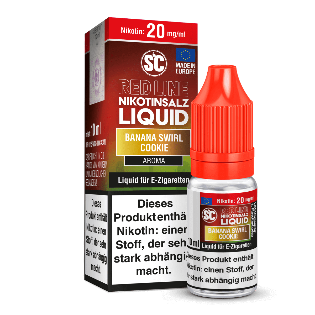SC Liquids Red Line Banana Swirl Cookie Liquid 10ml mit 20mg Nikotin. Süße Versuchung für deine E-Zigarette, Genuss pur!