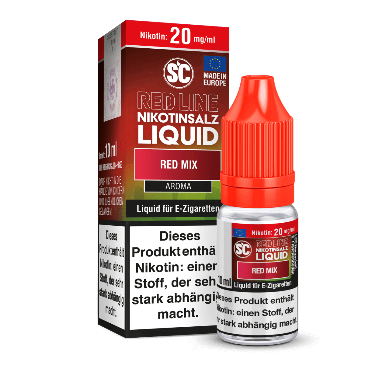 SC Liquids Red Line Nikotinsalz E-Liquid mit rotem Beerenmix, ideal für intensive Dampferlebnisse. Entdecke den saftigen Beerengenuss!