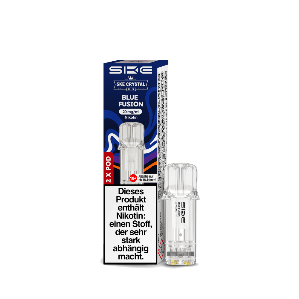 Crystal Plus Pod - Blue Fusion: Blaubeere und Karamell Geschmack im 2er Set, perfekt für dampfende Naschkatzen.