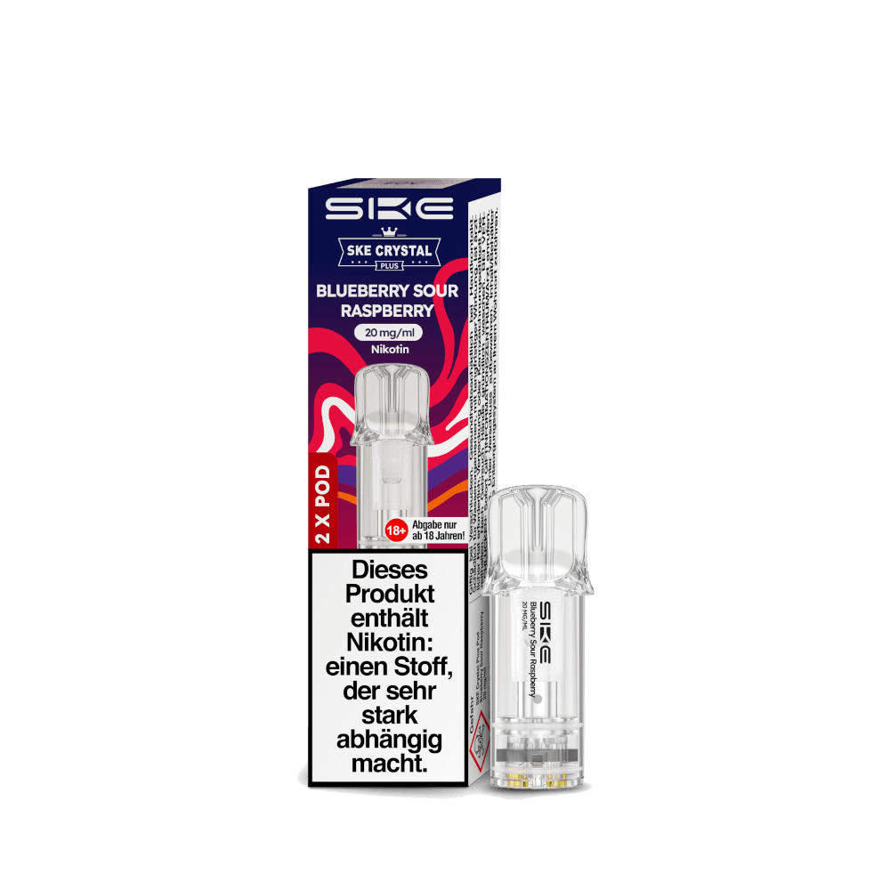 Crystal Plus Pod 2er Set, Blueberry Sour Raspberry Aroma, erfrischende Dampfwolke für dich genießen.