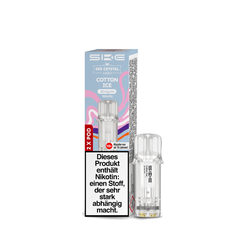 Crystal Plus Pod (2er Set) - Cotton Ice, verspricht nostalgischen Zuckerwatte-Geschmack mit frischem Menthol-Kick für dein Dampferlebnis.