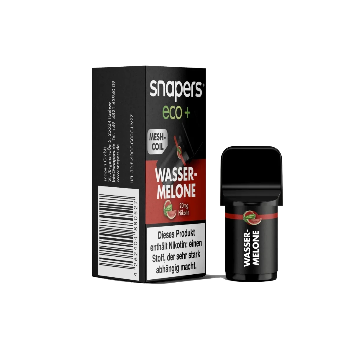 Snapers Eco+ Pod Wassermelone - Erfrische deinen Tag mit dem saftigen Geschmack vom Sommer, perfekt für warme Momente.