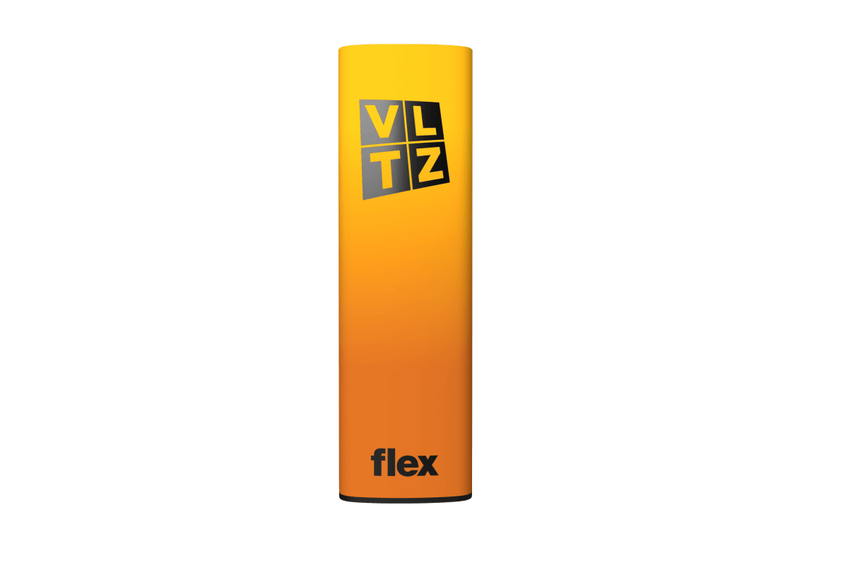 Entdecke das VLTZ Flex Basisgerät in Sunbeam Gelb-Orange, eine leuchtende Mischung aus Energie und Optimismus für deinen perfekten Dampftag.