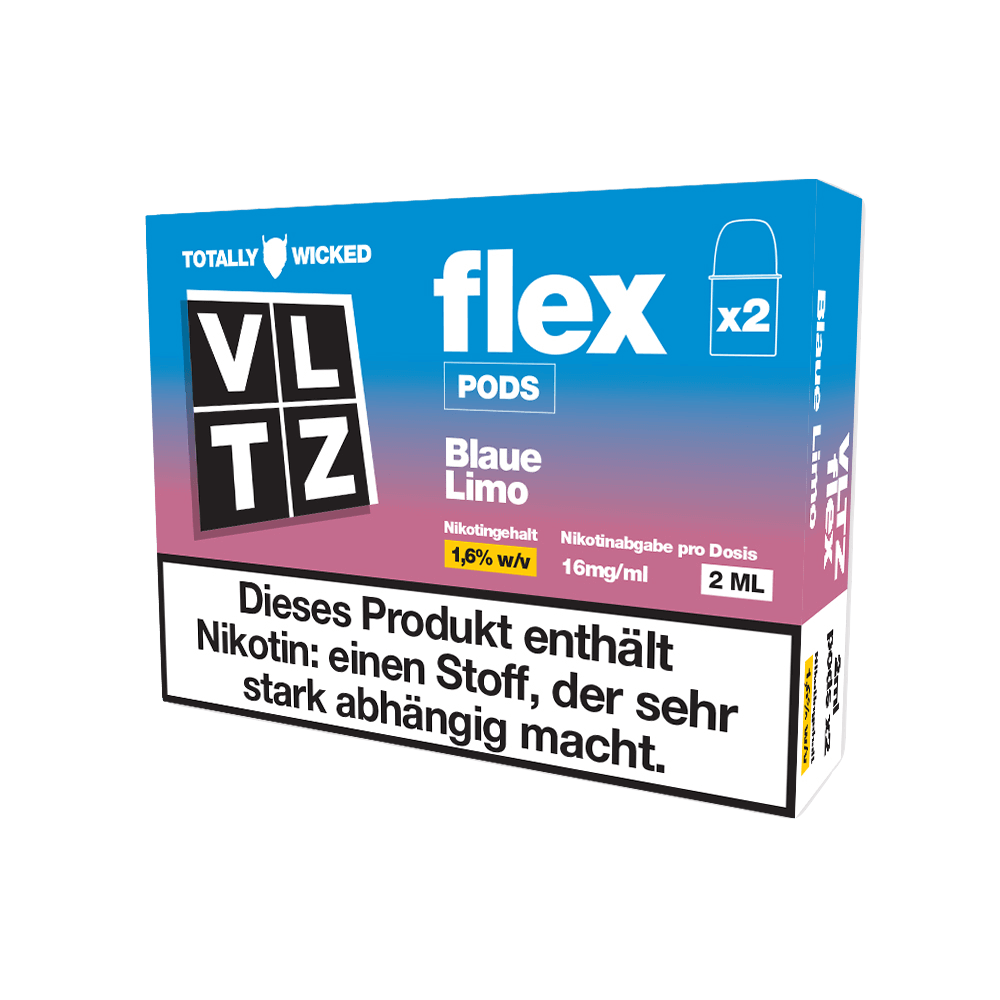 VLTZ Flex Pod 2er Set - Blaue Limo, erfrischendes Dampferlebnis mit Blaubeere, Himbeere und Zitrone. Perfekt für den Sommer!