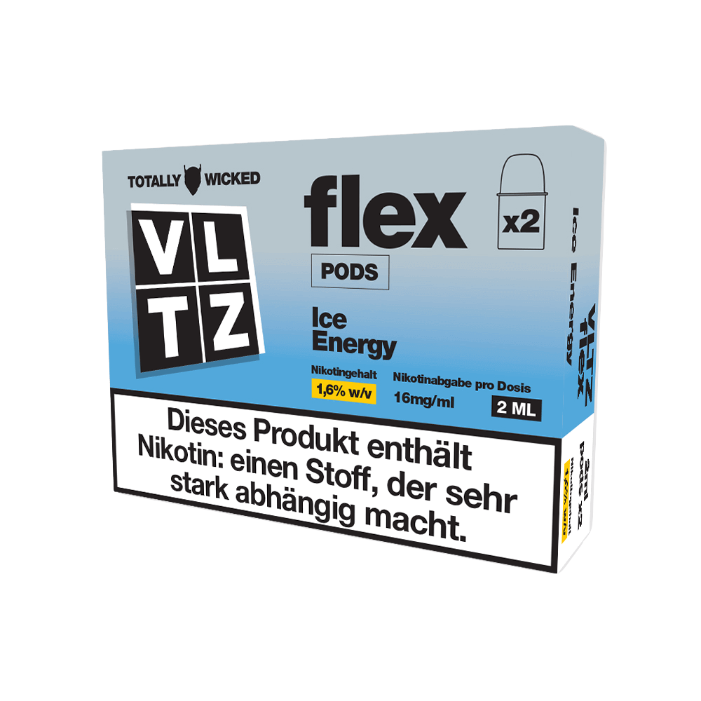 VLTZ Flex Pod Energy Ice: 2er Set für aufregendes, mentholfrisches Dampfen - packe extra Kick in deinen Tag!