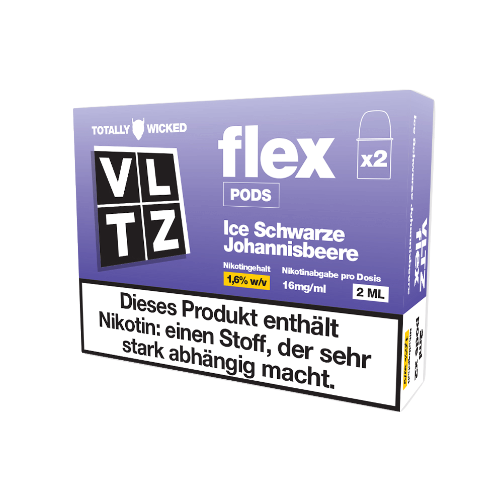 VLTZ Flex Pod 2er Set mit Schwarze Johannisbeere Menthol, intensives Dampfvergnügen.
