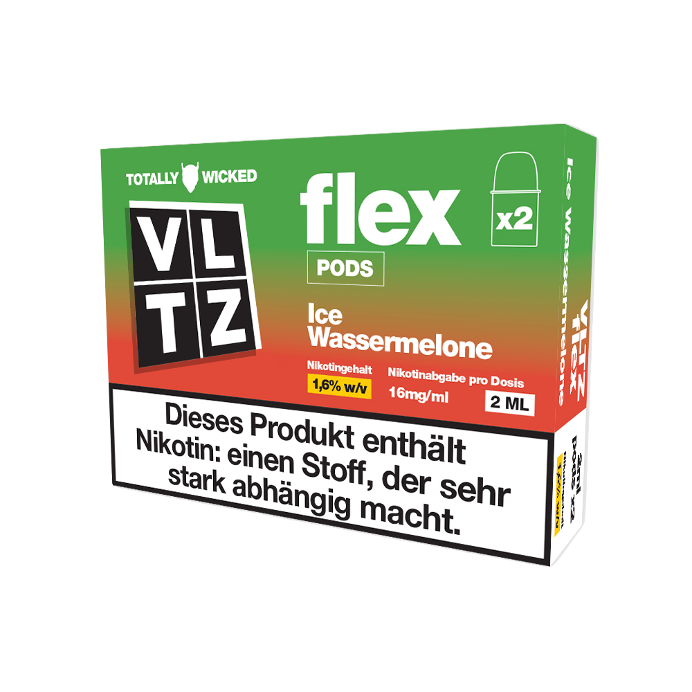 VLTZ Flex Pods Watermelon Ice - Erfrische deinen Sommer mit Wassermelone und Menthol in praktischen 2er Sets von Totally Wicked.