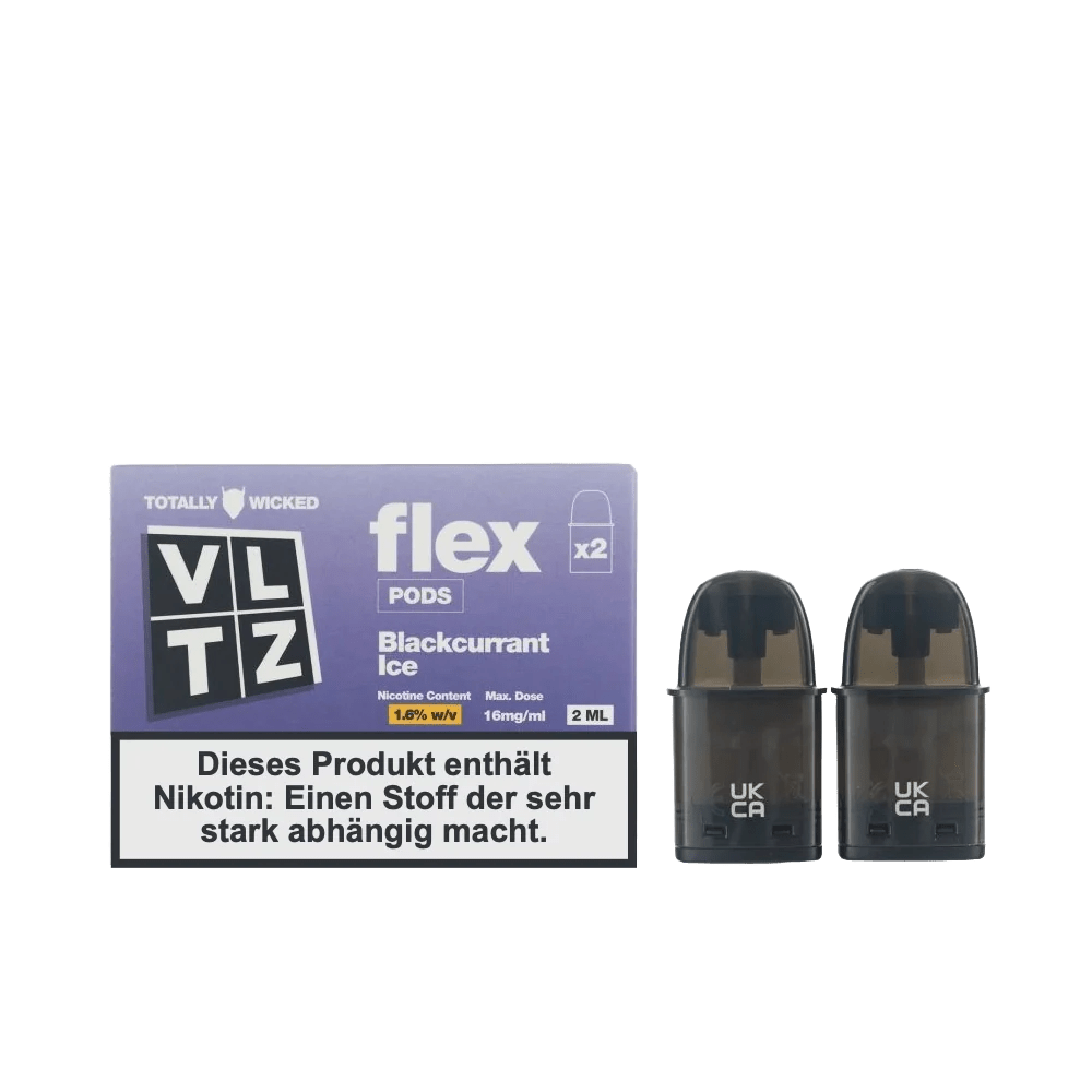 VLTZ Flex Pod 2er Set - Blackcurrant Ice mit frischen Johannisbeer- und Menthol-Aromen, ideal für dein Dampferlebnis.