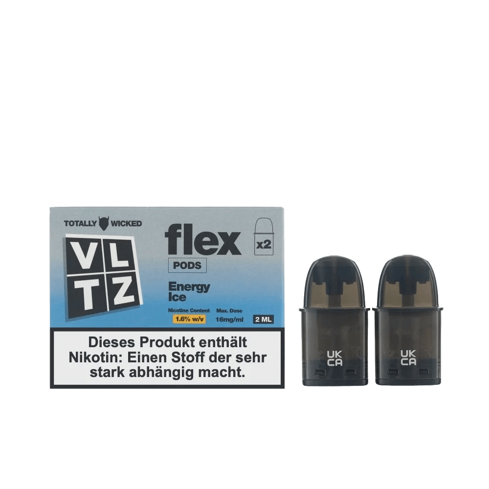 VLTZ Flex Pod 2er Set - Energie Eis, Energie-Drink Menthol-Geschmack für ein belebendes Dampferlebnis. Perfekter Kick!