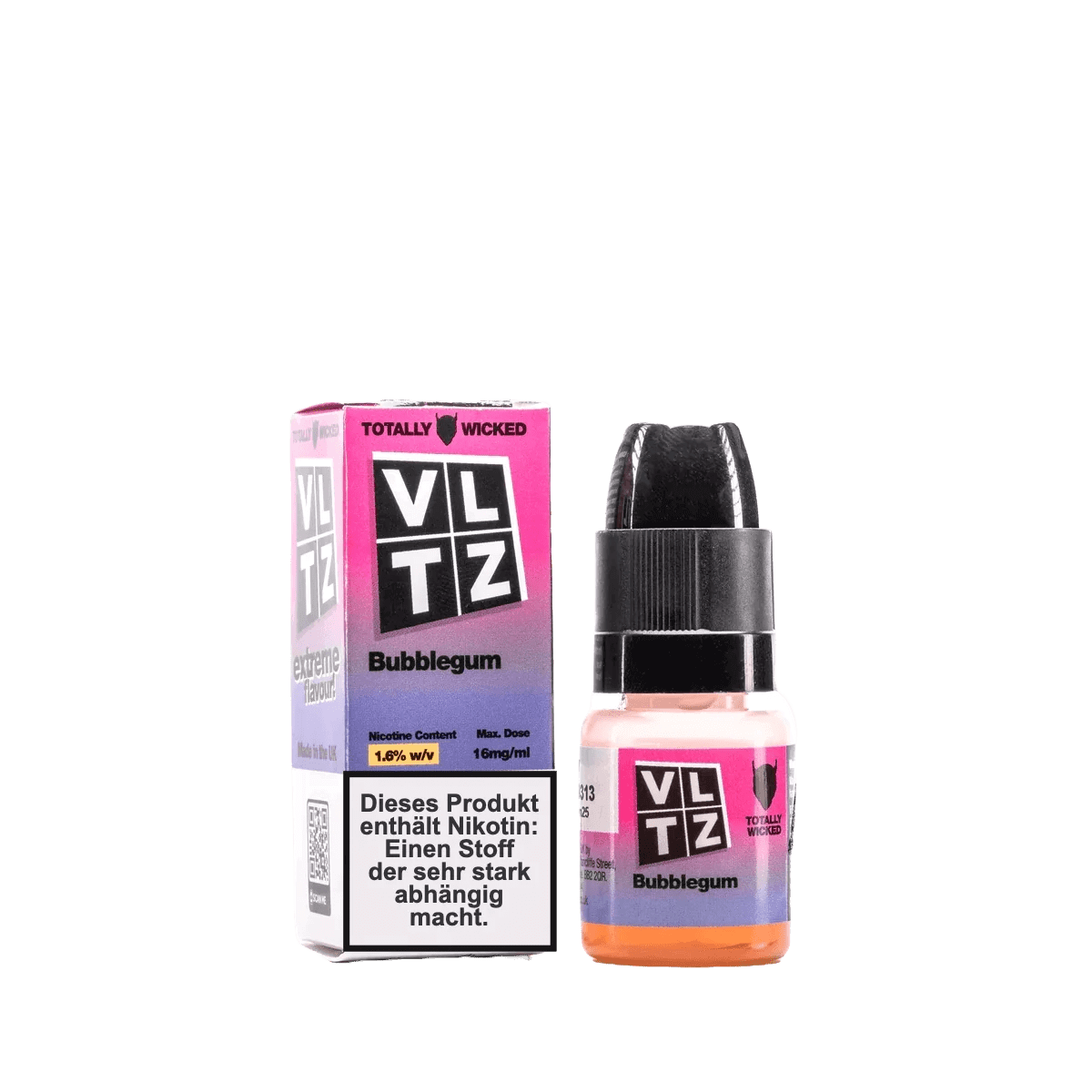 VLTZ Bubblegum E-Liquid - Genieße nostalgischen Kaugummi-Geschmack mit Nikotinsalz für spielerisches Dampfen. Entdecke Totally Wicked!
