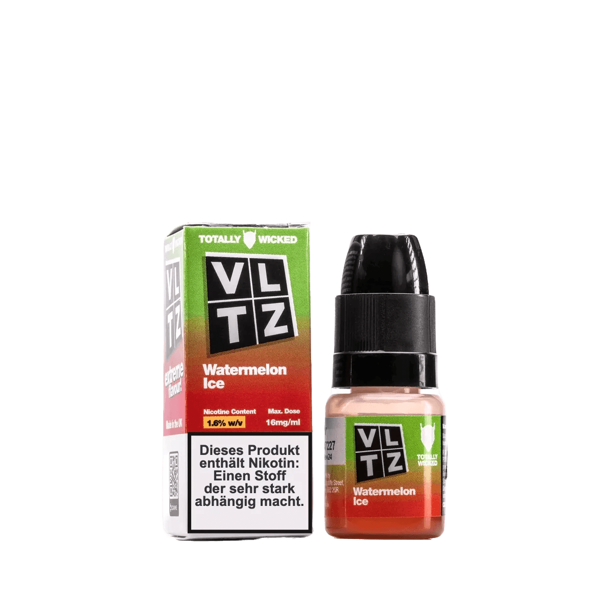 VLTZ Watermelon Ice E-Liquid mit Menthol, fruchtig und kühl für erfrischende Dampferlebnisse an heißen Tagen.
