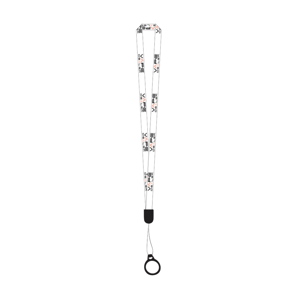 Vapeband Lanyard in Weiß, das stylische Accessoire für deine E-Zigarette. Immer griffbereit mit Vape Dealer Lanyard.