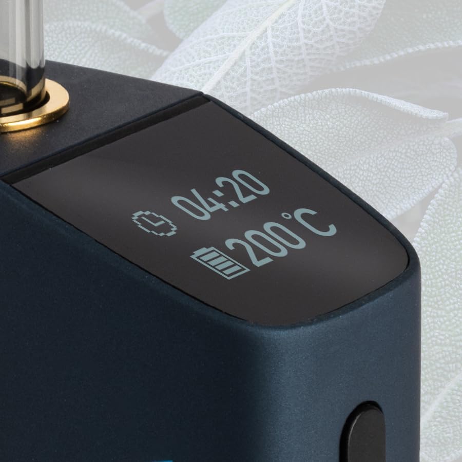 Nachtblauer FX Mini Ultra Vaporizer mit moderner Anzeige und elegantem Design für dein stilvolles Vaping-Erlebnis.