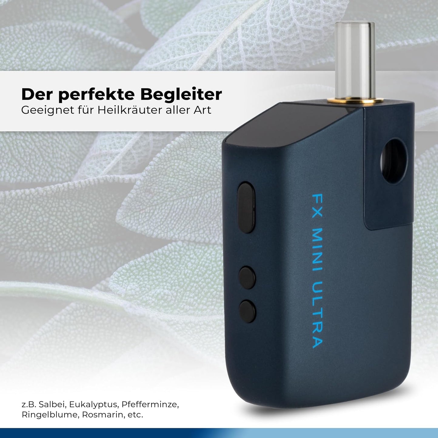 FX Mini Ultra Vaporizer in Nachtblau – Dein eleganter Begleiter für Heilkräuter, ideal für ein stilvolles Dampferlebnis.