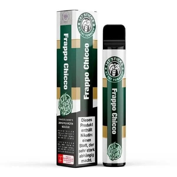 187 Strassenbande Frappo Chicco Vape: Genieße Latte Macchiato Aroma mit kühler Eissüße, perfekt für erfrischende Momente.