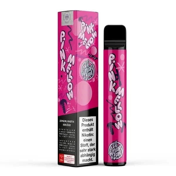 Pink Mellow Vape Stift mit Wassermelone, Zitrone und Limette Geschmack in pinker Verpackung, perfekt für Sommerfrische.