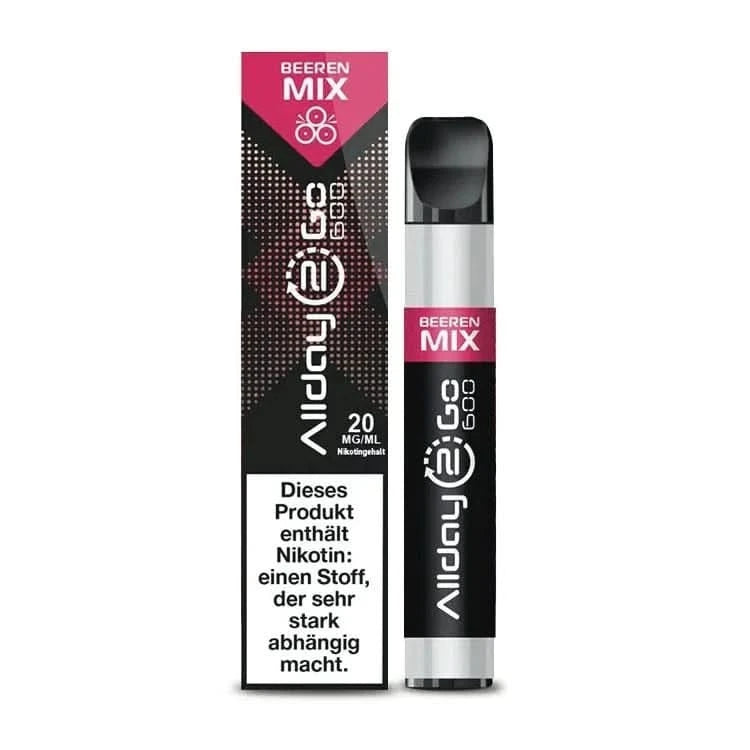 Allday 2 Go Beerenmix Vape Pen mit fruchtigem Beerengeschmack, ideal für Vaping mit vielfältigen Fruchtaromen.