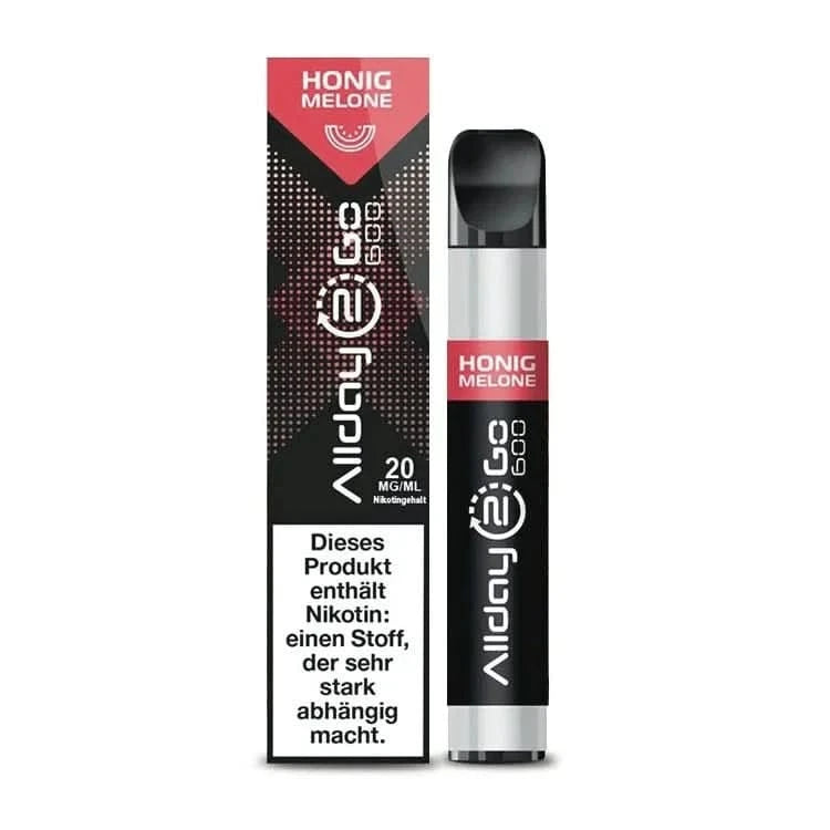 Allday 2 Go Honigmelone Vape Pen, genieße süßen Melonengeschmack für ein erfrischendes Dampferlebnis.