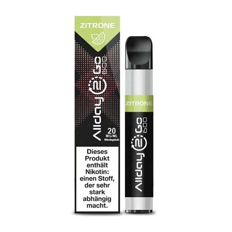 Allday 2 Go Zitrone Vape Pen für erfrischende Zitronenmomente. Einweg E-Zigarette mit 20mg Nikotin für deinen Genuss.