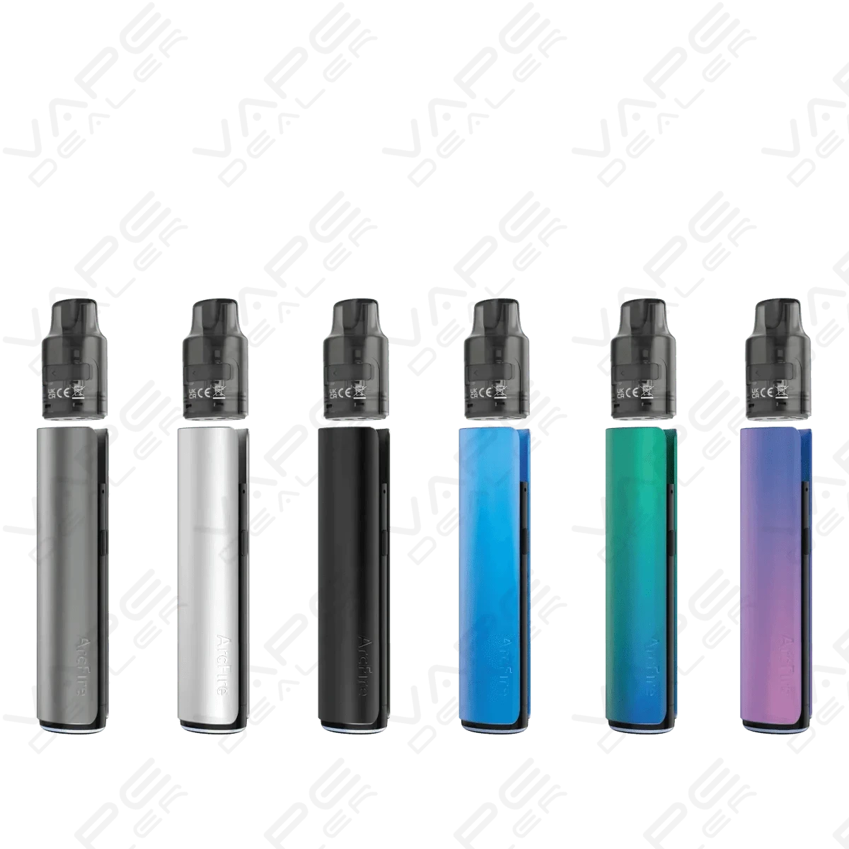 Verschiedene Innokin ArcFire Kit Farben, darunter Green Forrest, zeigen stilvolle Designs für ein naturnahes Vaping-Erlebnis.